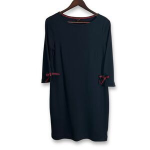 NWT Talbots Navy Shift Dress with Red Bow Detail‎ 3/4 Sleeves Womens MP